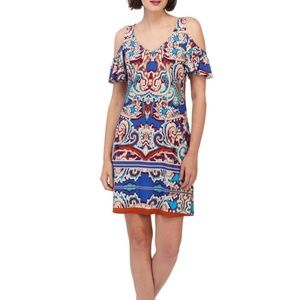 MSK -Paisley Cold Shoulder Shift Dress
